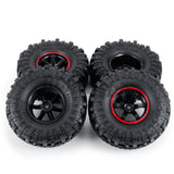 4pcs 1.9 Inch Rubber Tires & Plastic Wheel Rim Set for Axial SCX10 D90 1:10 RC Rock Crawler