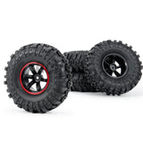 4pcs 1.9 Inch Rubber Tires & Plastic Wheel Rim Set for Axial SCX10 D90 1:10 RC Rock Crawler