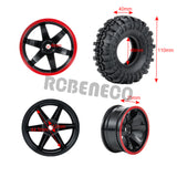 4pcs 1.9 Inch Rubber Tires & Plastic Wheel Rim Set for Axial SCX10 D90 1:10 RC Rock Crawler