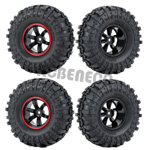 4pcs 1.9 Inch Rubber Tires & Plastic Wheel Rim Set for Axial SCX10 D90 1:10 RC Rock Crawler