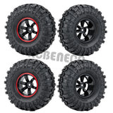 4pcs 1.9 Inch Rubber Tires & Plastic Wheel Rim Set for Axial SCX10 D90 1:10 RC Rock Crawler