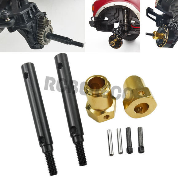 Brass Extended Wheel Hubs Hex Steel Stub Axle (Portal Drive) Set for TRX-4 1/10 RC Crawler