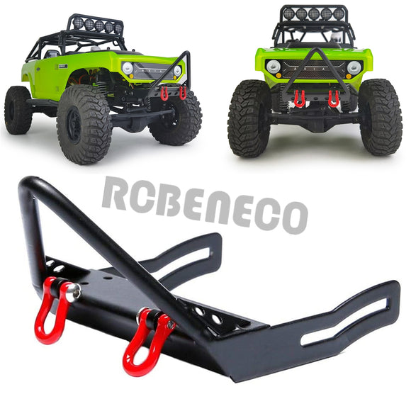 Metal Front Bumper with Winch Mount Shackles for 1/10 Scale RC Car Axial SCX10 Wrangler 90047 Upgrade