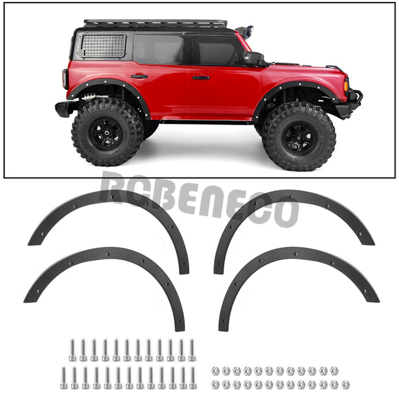 Stainless Steel Fender Flares Wheel Eyebrow Protector Mud Flaps for TRX-4 Bronco 1/10 RC Crawler Car