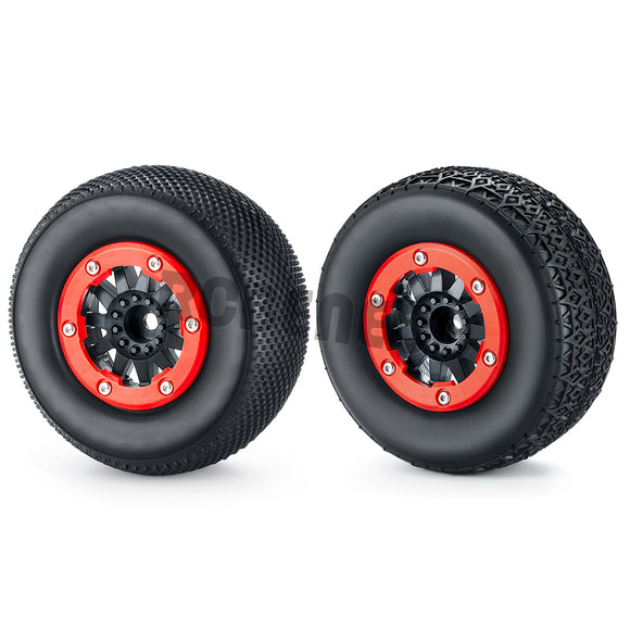 4pcs Rubber Wheel Tires with Plastic Beadlock Rims for 1:10 RC Short-Course Truck Traxxas Slash 4x4 VKAR 10SC HPI