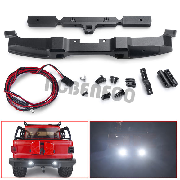 Metal Rear Bumper with LED Light for 1/10 RC Crawler Car Axial SCX10 III AXI03006 AXI03007 Wrangler Jeep Gladiator Parts