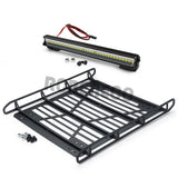 RC Roof Rack Metal Luggage Carrier with LED Light for 1/10 RC Crawler Car Axial SCX10 III AXI03006 AXI03007 Jeep Gladiator Upgrades