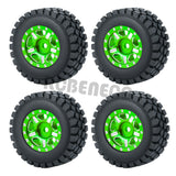 4Pcs 1.0" Beadlock Aluminum Wheel Rims Tires Set for Axial SCX24