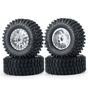 1.0" RC Wheel Rims & Mud Tires Set for 1/24 Axial SCX24 RC Crawler