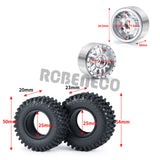 1.0" RC Wheel Rims & Mud Tires Set for 1/24 Axial SCX24 RC Crawler