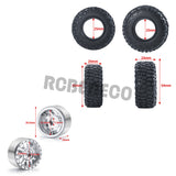 1.0" RC Wheel Rims & Mud Tires Set for 1/24 Axial SCX24 RC Crawler