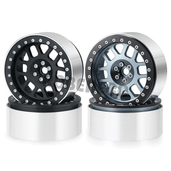 4pcs CNC Metal 2.6inch Beadlock Wheel Rims Hubs for Axial 1/10 RB10 Ryft Interco Black Mamba 2.6