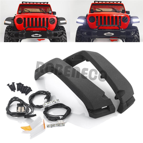 RC Crawler Wheel Eyebrow Lights Mud Fender & LED Lamp for 1/10 Axial SCX10 III AXI03007 Jeep Wrangler AXI03006 Gladiator