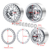 4Pcs 2.2inch Metal Alloy Beadlock Wheel Rims Hubs Rings for TRX4 Axial Wraith 90018 RR10 Redcat 1/10 RC Crawler Car