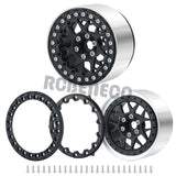 4Pcs 2.2inch Metal Alloy Beadlock Wheel Rims Hubs Rings for TRX4 Axial Wraith 90018 RR10 Redcat 1/10 RC Crawler Car