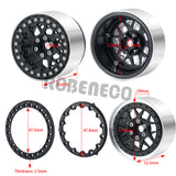 4Pcs 2.2inch Metal Alloy Beadlock Wheel Rims Hubs Rings for TRX4 Axial Wraith 90018 RR10 Redcat 1/10 RC Crawler Car