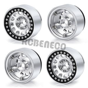 4Pcs CNC Aluminum Alloy 1.9 Beadlock Wheel Rim for 1/10 RC Crawler Car Axial SCX10 TRX4