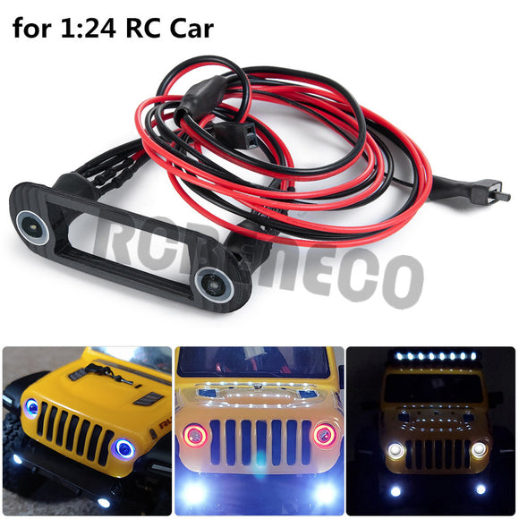 Front Bumper LED Headlight with Mount Bracket for Axial SCX24