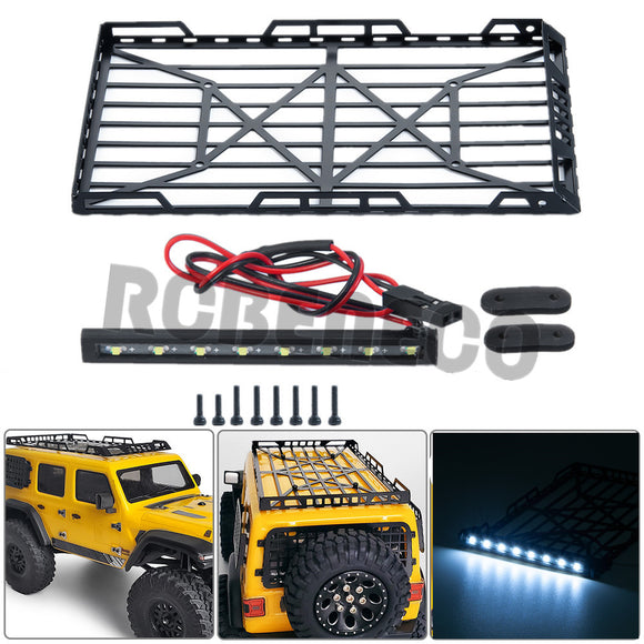 Metal Roof Rack Luggage Carrier with LED Light for Axial SCX24