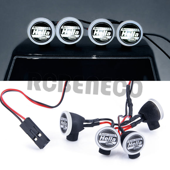 4 LED Lights Round Roof Headlights for 1/24 RC Crawler Car