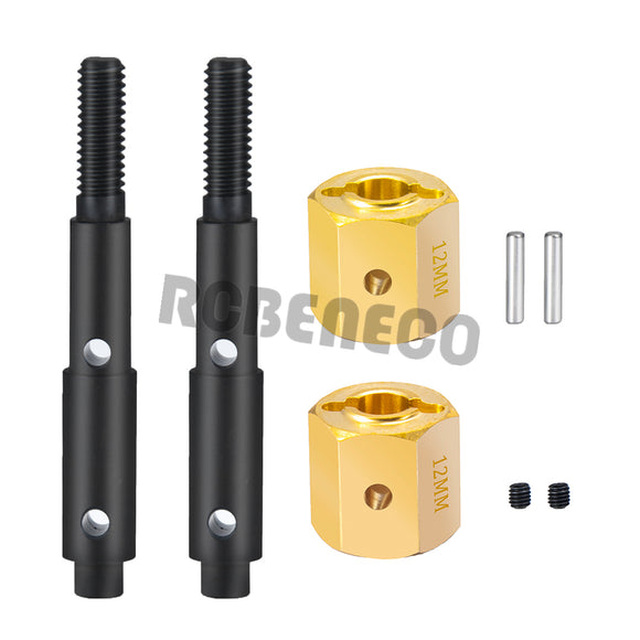 Brass Extended Wheel Hex 12 mm w/Steel Stub Axles Set for Redcat GEN8