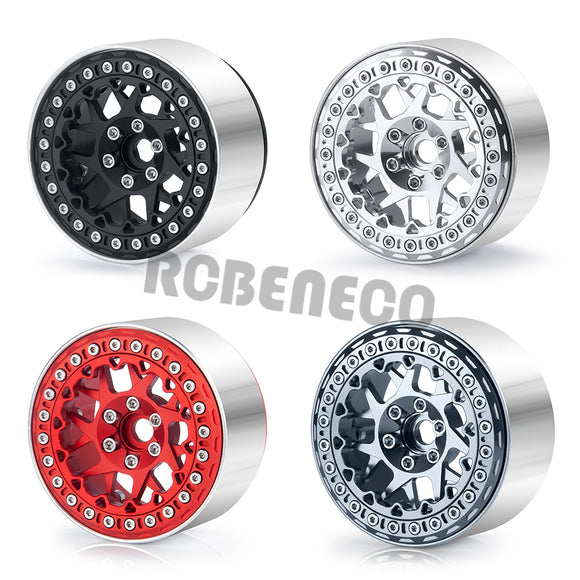 4Pcs 2.2inch Metal Alloy Beadlock Wheel Rims Hubs Rings for TRX4 Axial Wraith 90018 RR10 Redcat 1/10 RC Crawler Car