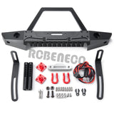 Metal Front Bumper with Tow Hook and LED Lights for 1:10 Axial SCX10 II 90046 & SCX10 III Wrangler Jeep Gladiator