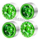 4Pcs 1.0" Beadlock Aluminum Wheel Rims Tires Set for Axial SCX24